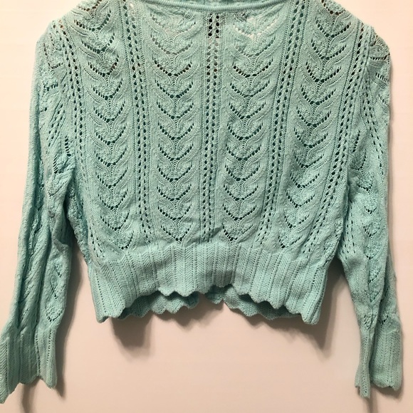 Blue cropped knit sweater - Picture 4 of 5
